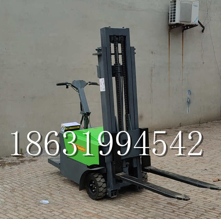 株洲市优程全电动叉车插腿式堆高车液压装卸车1.5吨升高小型站驾式铲车